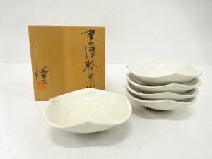 唐津焼　中里隆造　粉引　小皿　5客揃